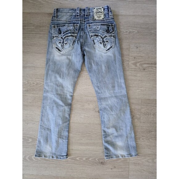 Rock Revival Lanny Embroidery Distressed Mens Boot Cut Denim Jeans 29x29 - Picture 6 of 12